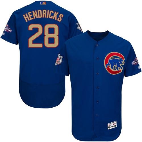 Chicago Cubs #28 Kyle Hendricks Blue Flexbase 2017 Gold Program Stitched MLB Jersey