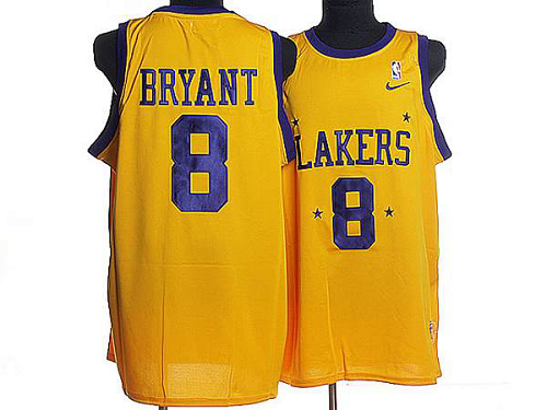 Mitchell and Ness Men's Los Angeles Lakers #8 Kobe Bryant Stitched Yellow Throwback NBA Jersey