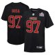 #97 Nick Bosa San Francisco 49ers Nike Youth Super Bowl LVIII Patch Carbon Fashion Limited Jersey Black