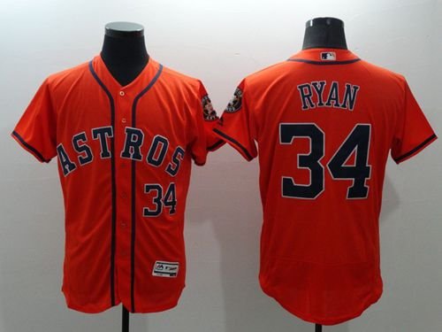 Houston Astros #34 Nolan Ryan Orange Flexbase Collection Stitched MLB Jersey