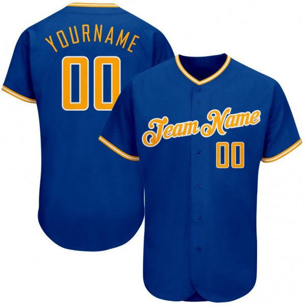 Men's Custom Royal Gold-White Authentic Baseball Jersey