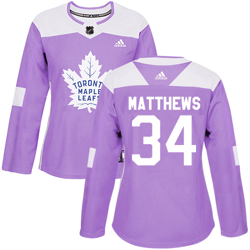 Adidas Toronto Maple Leafs #34 Auston Matthews Purple Fights Cancer Women's Stitched NHL Jersey