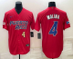 Men's Puerto Rico Baseball #4 Yadier Molina 2023 Red World Baseball Classic Stitched Jersey