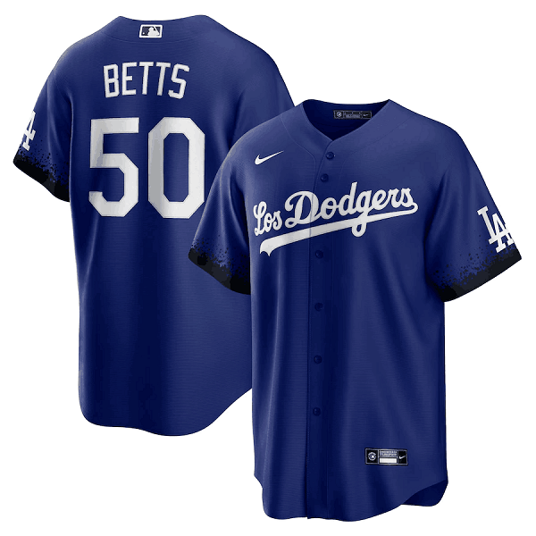 Men's Los Angeles Dodgers #50 Mookie Betts Nike Royal 2021 City Connect Cool Base Player Jersey