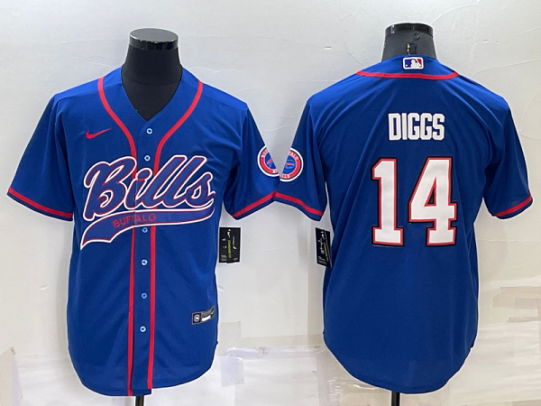 Men's Buffalo Bills #14 Stefon Diggs Royal Stitched Baseball Cool Base Jersey