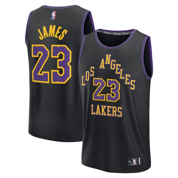 Youth Los Angeles Lakers #23 LeBron James Fanatics Black 2025/26 City Edition Fast Break Jersey