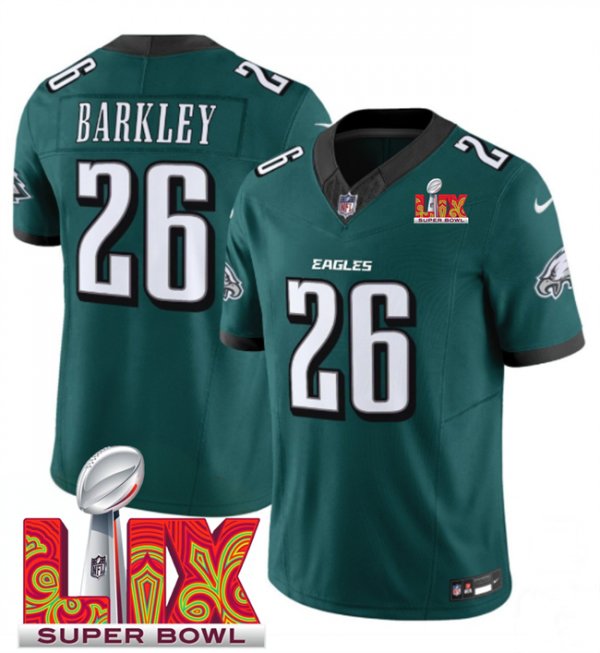 Men's Philadelphia Eagles #26 Saquon Barkley Green Super Bowl LIX F.U.S.E. Vapor Untouchable Limited Stitched Jersey