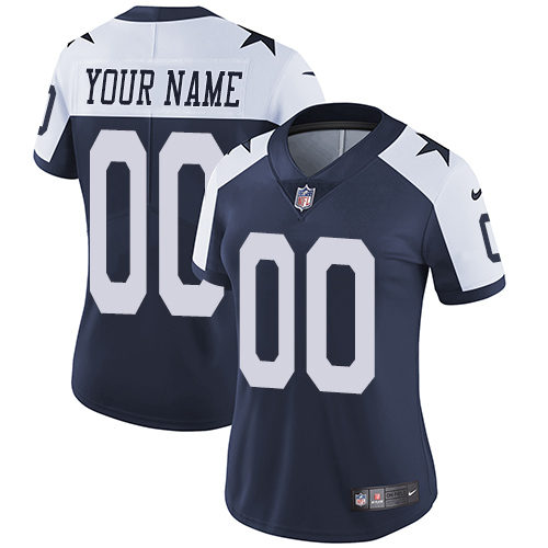 Women's Nike Dallas Cowboys Customized Navy Blue Throwback Alternate Vapor Untouchable Custom Limited NFL Jersey