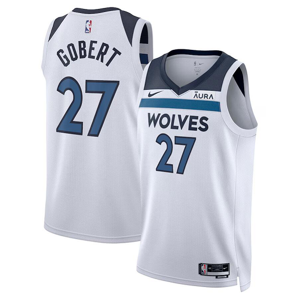 Unisex Nike #27 Rudy Gobert White Minnesota Timberwolves Swingman Badge Jersey - Association Edition