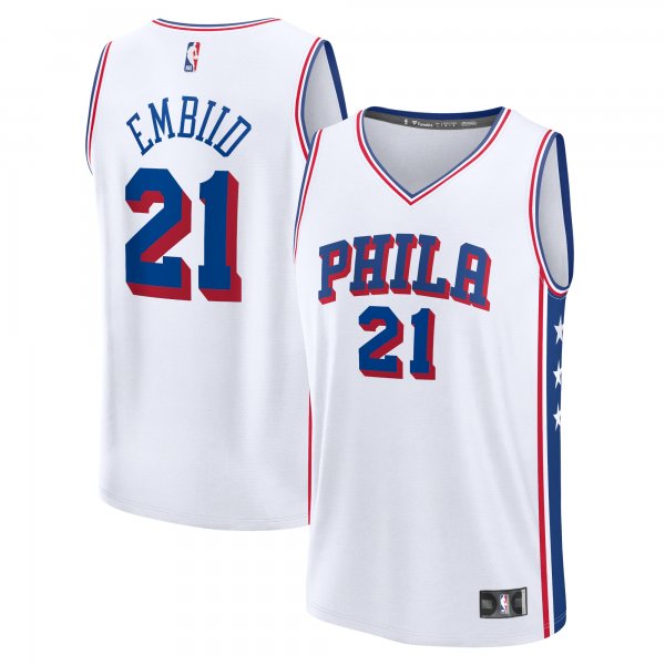 Men's Philadelphia 76ers Joel Embiid Fanatics White Fast Break Replica Player Jersey - Association Edition