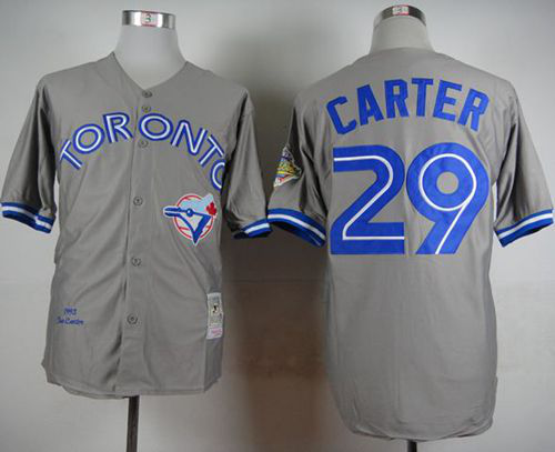 Mitchell And Ness 1992 Toronto Blue Jays #29 Joe Carter Grey Stitched MLB Throwback Jersey