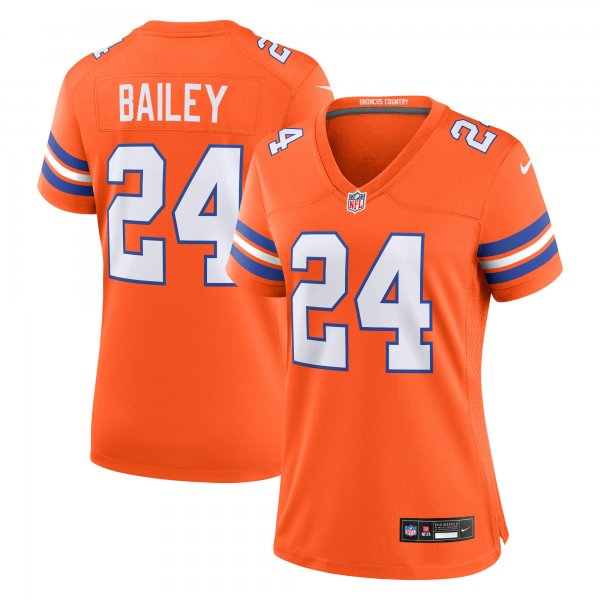 Women's Denver Broncos #24 Champ Bailey Nike Orange Mile High Collection 1977 Throwback Retired Player Jersey