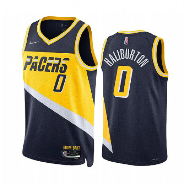 Men's Unisex Indiana Pacers #0 Tyrese Haliburton NBA 75th Anniversary City Navy NBA Jersey