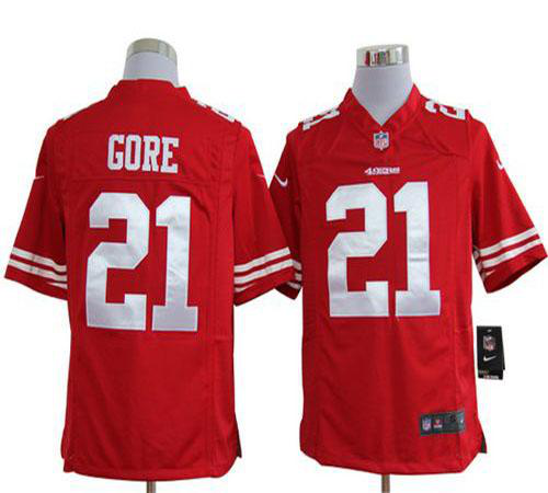 Men's Nike San Francisco 49ers #21 Frank Gore Red Team Color Stitched NFL Game Jersey