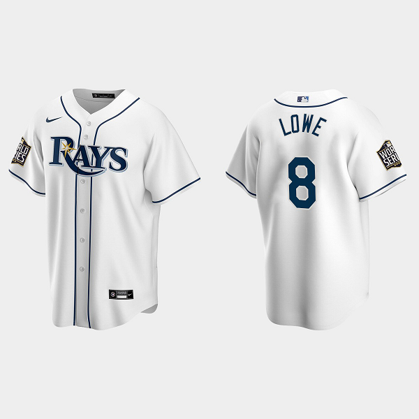 Men's Tampa Bay Rays #8 Brandon Lowe White 2020 World Series Home MLB Jersey