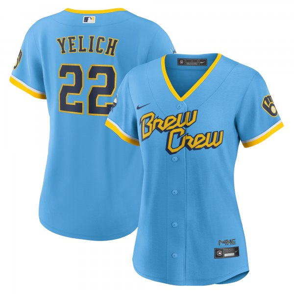 Women's Milwaukee Brewers Christian Yelich Nike Powder Blue City Connect Replica Player Jersey