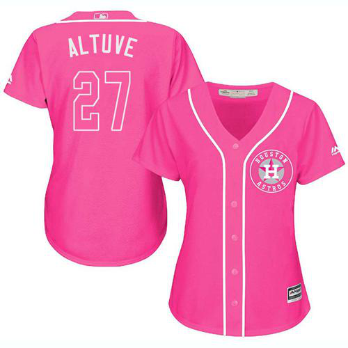 Houston Astros #27 Jose Altuve Pink Fashion Women's Stitched MLB Jersey