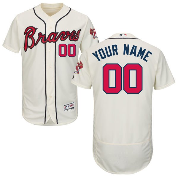 Men's Atlanta Braves Majestic Alternate Ivory Flex Base Collection Custom MLB Jersey