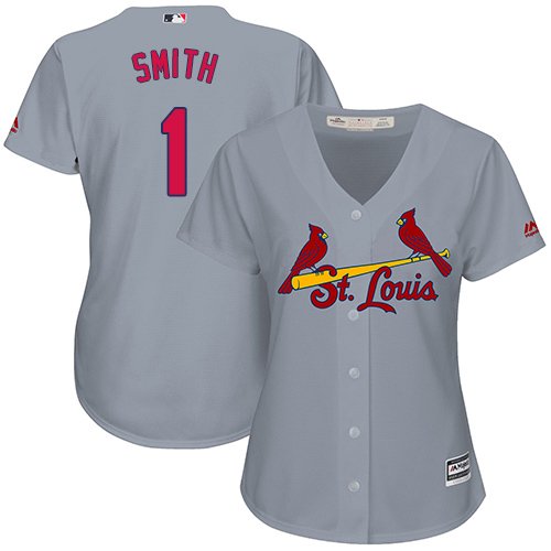 St. Louis Cardinals #1 Ozzie Smith Grey Road Women's Stitched MLB Jersey