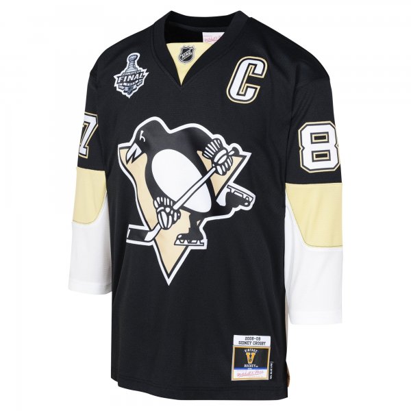 Youth Pittsburgh Penguins Sidney Crosby Mitchell & Ness Black 2008 Blue Line Player Jersey