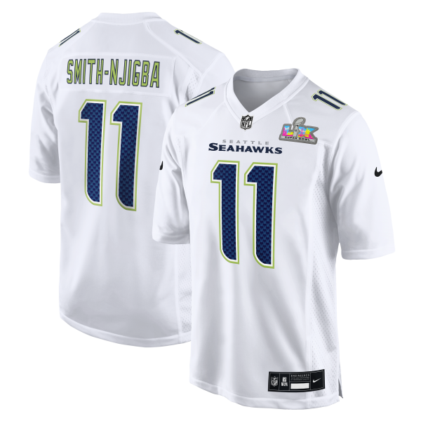 Men's Seattle Seahawks Jaxon Smith-Njigba Nike White Super Bowl LX Patch Tundra Fashion Game Jersey
