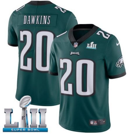 Youth Nike Philadelphia Eagles #20 Brian Dawkins Limited Home Midnight Green NFL Vapor Untouchable Super Bowl LII Jersey