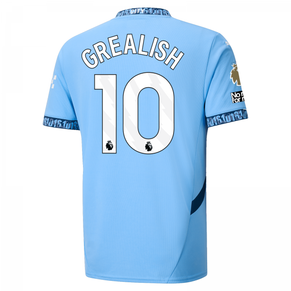 Puma Manchester City Jack Grealish Home Jersey w/ EPL + No Room For Racism + Club World Cup Patches 24/25 (Team Light Blue/Marine Blue)