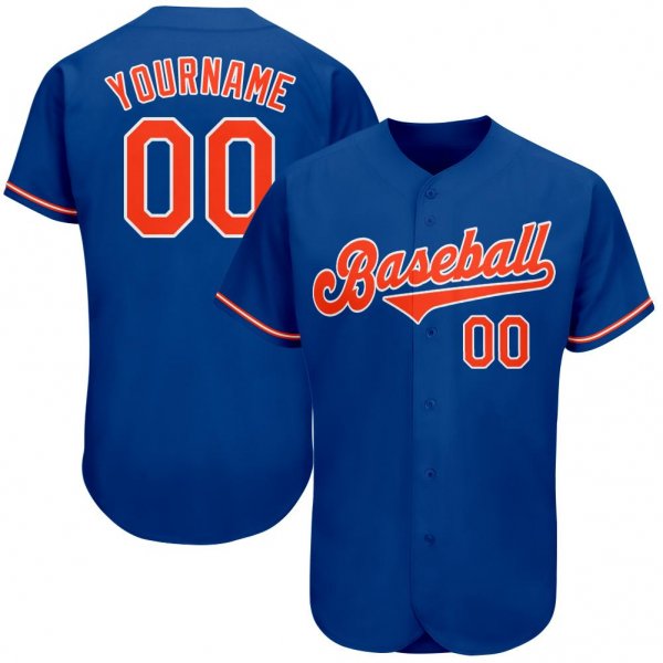 Men's Custom Royal Orange-White Authentic Baseball Jersey