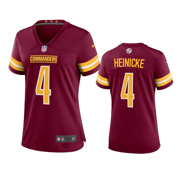 Women's Washington Commanders #4 Taylor Heinicke 2022 Burgundy Game Stitched Jersey