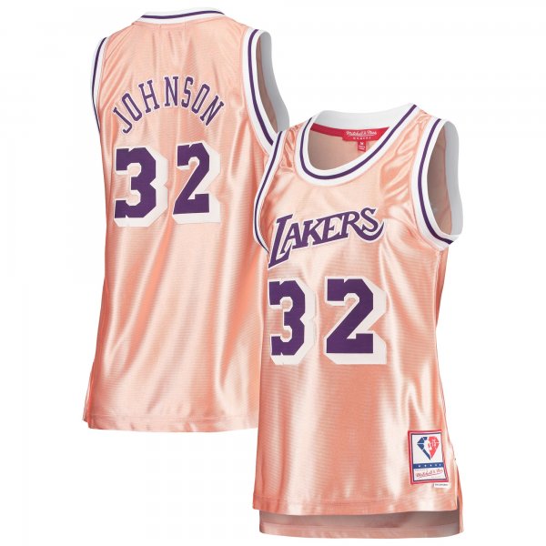 Women's Los Angeles Lakers Magic Johnson Mitchell & Ness Pink 75th Anniversary Rose Gold 1984 Swingman Jersey