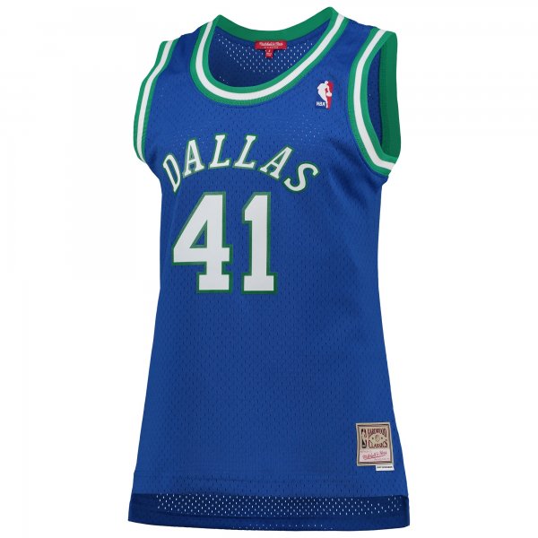 Women's Dallas Mavericks Dirk Nowitzki Mitchell & Ness Blue  Hardwood Classics Swingman Jersey