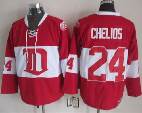 Detroit Red Wings #24 Chris Chelios Red Winter Classic CCM Throwback Stitched NHL Jersey