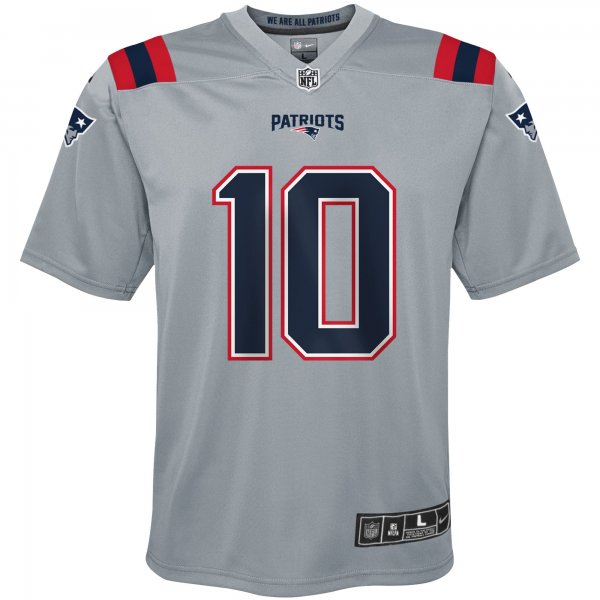 Youth New England Patriots Mac Jones Nike Gray Inverted Game Jersey