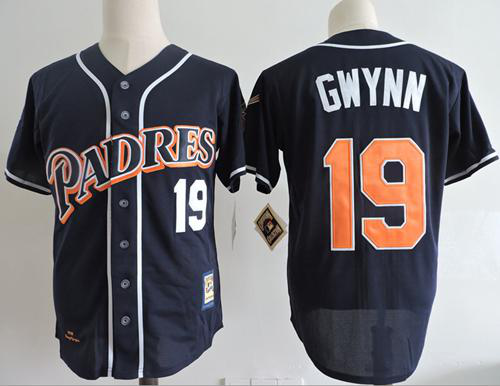 Mitchell And Ness 1998 San Diego Padres #19 Tony Gwynn Navy Blue Throwback Stitched MLB Jersey