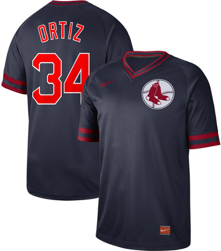 Men's Nike Boston Red Sox #34 David Ortiz Navy Cooperstown Collection Stitched MLB Jersey