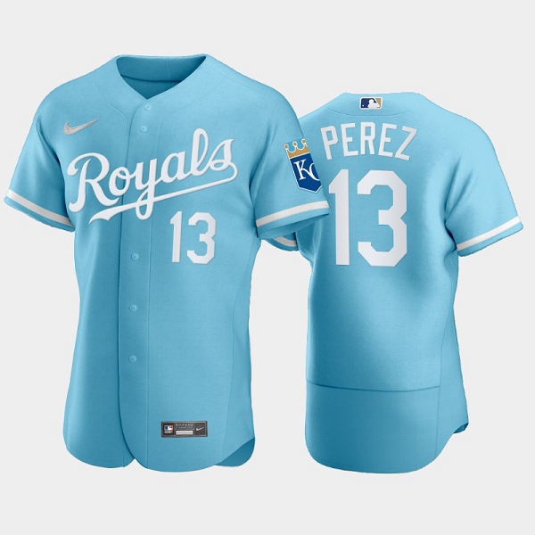 Men's Salvador Perez #13 Kansas City Royals 2022 Powder Blue MLB Jersey