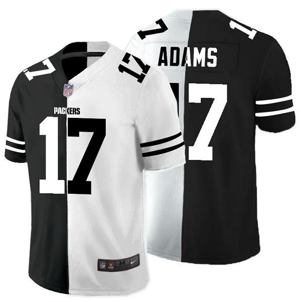 Men's Nike NFL Green Bay Packers #17 Davante Adams Black White Peaceful Coexisting Split 2020 Vapor Untouchable Stitched Limited Jersey