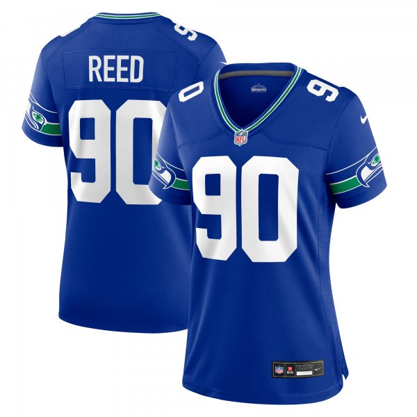 Women's Seattle Seahawks Jarran Reed Nike Royal Throwback Player Game Jersey