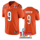 Men's Cincinnati Bengals #9 Joe Burrow 2022 Orange With C Patch Super Bowl LVI Vapor Limited Stitched Jersey