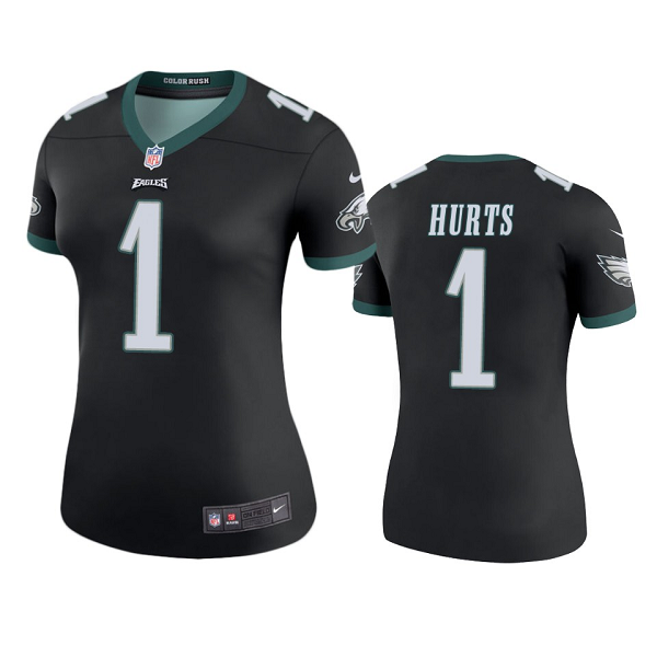 Women's Nike Philadelphia Eagles Jalen Hurts #1 Color Rush Legend Black NFL Jersey