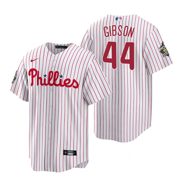 Men's Philadelphia Phillies Kyle Gibson White 2022 World Series Cool Base Jersey