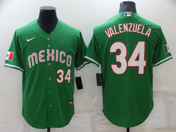 Mexico Baseball #34 Fernando Valenzuela 2023 World Baseball Classic Green Replica Jersey