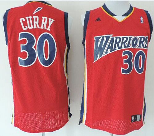 Men's Golden State Warriors #30 Stephen Curry Red Throwback Stitched NBA Jersey