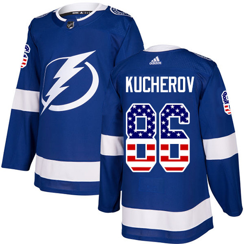 Adidas Tampa Bay Lightning #86 Nikita Kucherov Blue Home USA Flag Stitched NHL Jersey