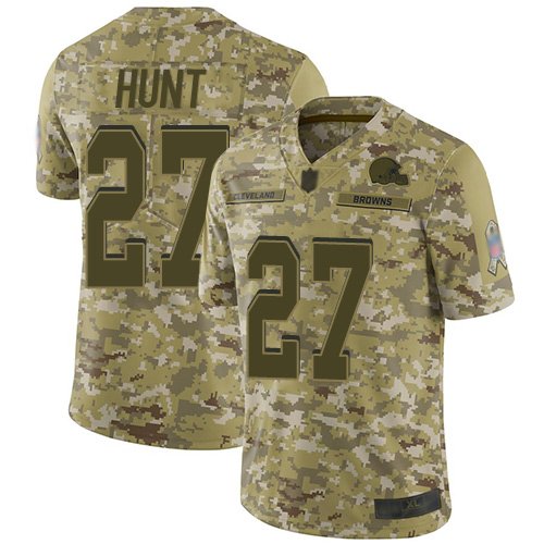 Men's Cleveland Browns #27 Kareem Hunt Camo Limited NFL 2018 Salute To Service Jersey