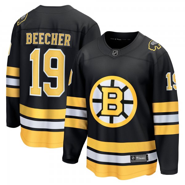 Men's Boston Bruins #19 John Beecher Black Home Breakaway Player Jersey