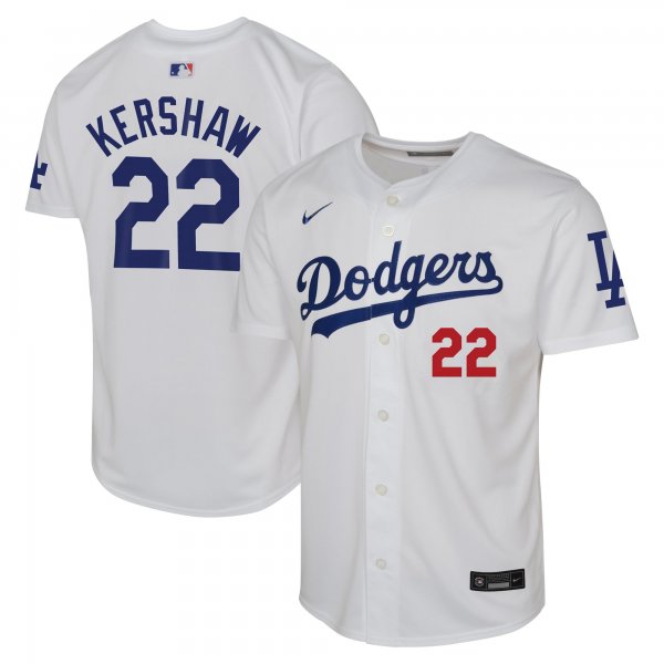 Youth Los Angeles Dodgers Clayton Kershaw Nike White Home Limited Jersey