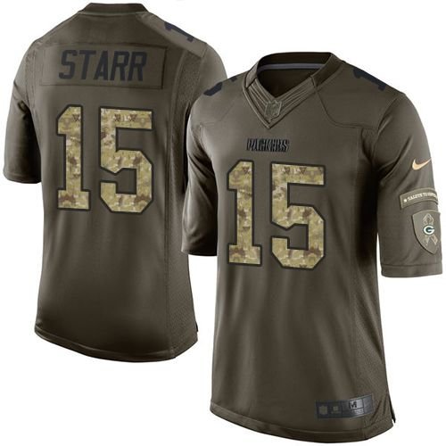 Nike Green Bay Packers #15 Bart Starr Green Men's Stitched NFL Limited Salute To Service Jersey