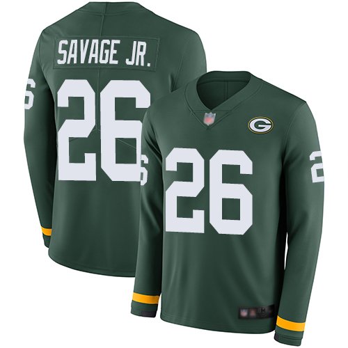 Green Bay Packers #26 Darnell Savage Jr. Green Team Color Men's Stitched Nike NFL Limited Therma Long Sleeve Jersey