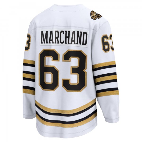 Men's Boston Bruins Brad Marchand Fanatics White 100th Anniversary Premier Breakaway Player Jersey